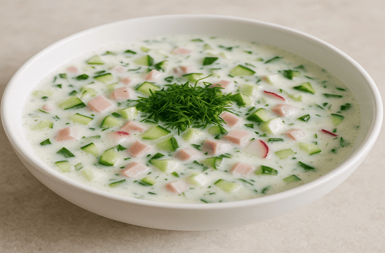 Okroshka with mineral water